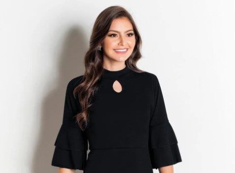 Rosalie – Vestido Moda Evangélica Preto com Babados